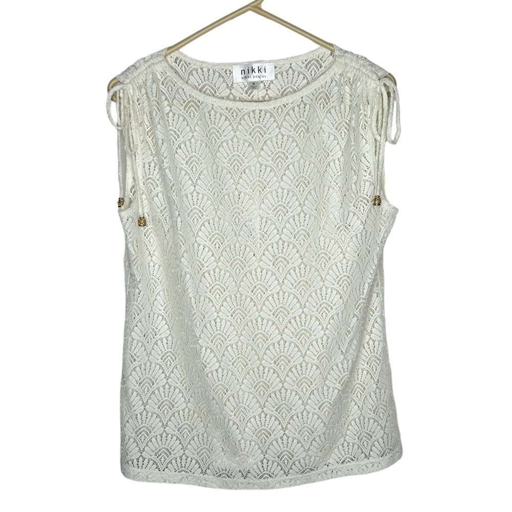 Nikki Nikki Poulis Women’s Lace Sleeveless Blouse Size Medium Cream